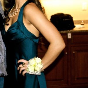 Calvin Klein navy satin gown